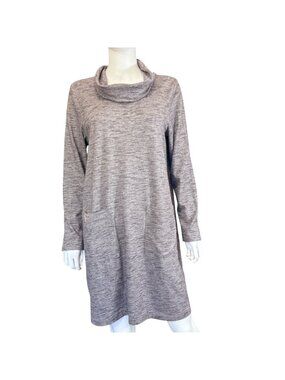 Pure Jill Sweater Dress Womens M Brown Cowl Neck Long Sleeve Front Pocket